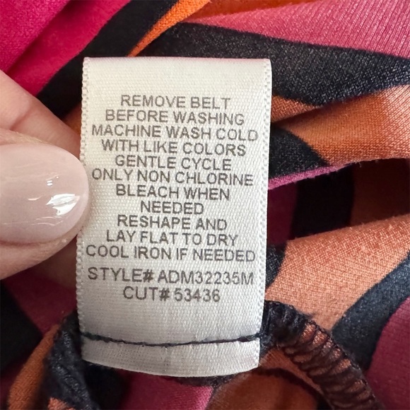 Y2K Roz & Ali stretchy Striped Maxi Dress with Belt USA beach summer sz 4 #961 - Picture 12 of 13